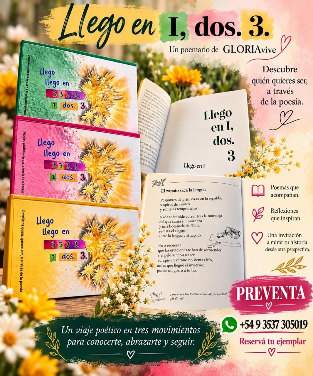 My trilogy «I'll Be There in 1, two. 3.» is now on presale!
Because every experience leaves a lesson behind and every new awakening offers us the chance to choose again.
«I'll Be There in 1, two. 3.»
A poetic journey in three movements to know yourself, embrace yourself and keep going.
🎉 EXCLUSIVE PRESALE!
📚 Reserve your copy before the launch and be among the first to discover this work.